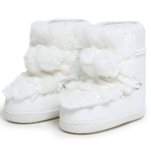 2025 Winter Ankle Boots for Women Platform Antiskid Waterproof Ski Boots Luxury Fluffy Furry Fur Boots Woman's Ankle Booties