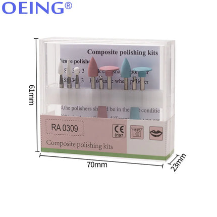 OEING 1 Box Dental Light-Curing Resin Polishing Set Dia.2.35mm Ceramic Silicon Rubber Slow Bending Machine Grinding Head