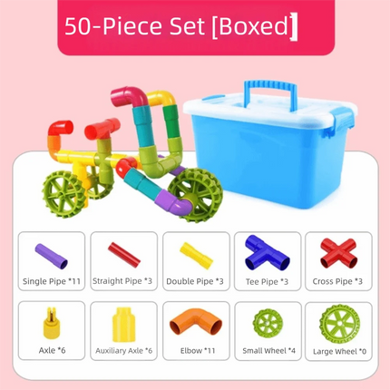 New DIY Water Pipe Building Blocks Assembly Design Plastic Construction Splicing Pipes Montessori Building Blocks Children
