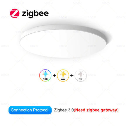 Tuya Zigbee Smart LED Ceiling Lamp WiFi Room Decor RGBCW Ceiling Light App Voice Control Alexa/Google Round Ceiling Lights
