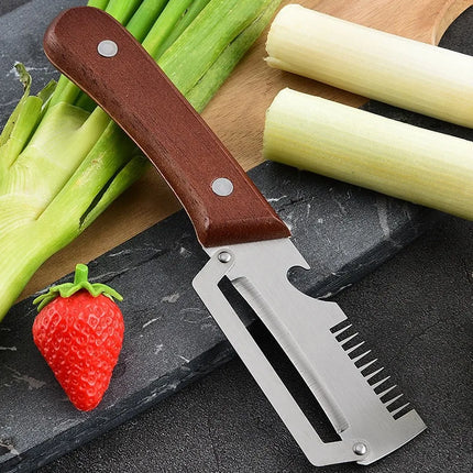 Multifunctional Peeler & Scallion Shredder, Stainless Steel Peeler, Scallion Slicing Tool, Kitchen Fruit Vegetable Peeler, Melon