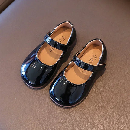 ‌Plain Patent Leather Ballet Flats for Baby Girls  Concise Round-Toe Mary Jane Shoes  Red/White Kids Soft Sole