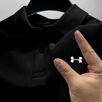 Summer new men's polo collar shirt, casual and versatile, high-quality short-sleeved printed multi-color T-shirt top for business