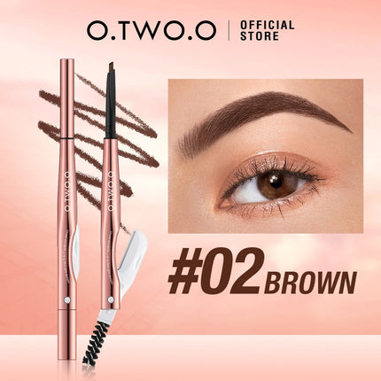 O.TWO.O Eyebrow Pencil 3 in 1 24 Hours Waterproof Long Lasting 4 Colors Brown with Eyebrow Trimmer Cosmetics Makeup Brow Pencil