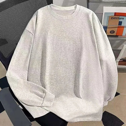 White Heavyweight 400g Pure Cotton Long Sve T-irt ex Loose Fit Basic Color Inner Wear Base Layer irt