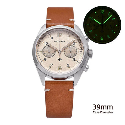 Baltany 39mm Quartz Watch Man S5044 Military Chrono RAF 6BB Homage Watch Multifunction Stainless Steels Chronograph Watches