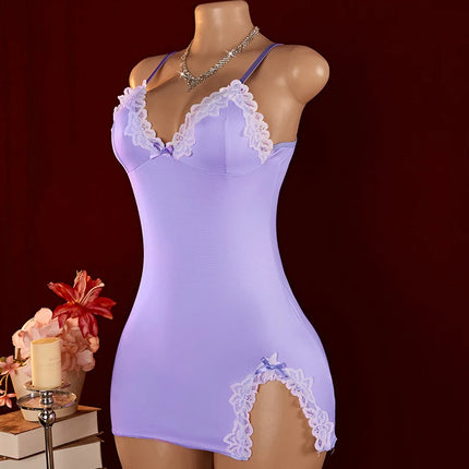 Sexy Deep V Teddy Doll Tight Fitting Woman Sexy New Green Lingerie For Women Hot Pajamas Dress Erotic Night Dress Set Costumes