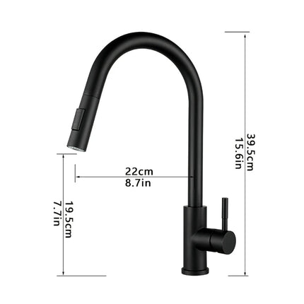 Stainless steel kitchen pull-out faucet hot and cold rotate retractable kitchen sink faucet