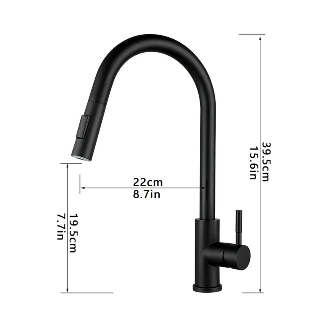 Stainless steel kitchen pull-out faucet hot and cold rotate retractable kitchen sink faucet