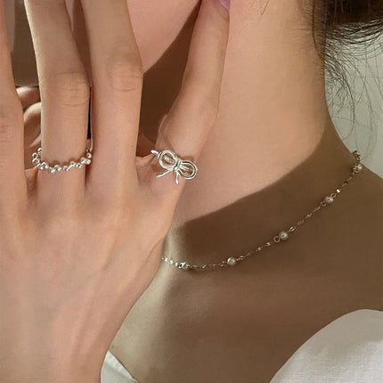 VENTFILLE 925 Sterling Silver Bow Tie Open Finger Ring For Women Gift Cute Design Fashion Jewelry Gift Wholesale