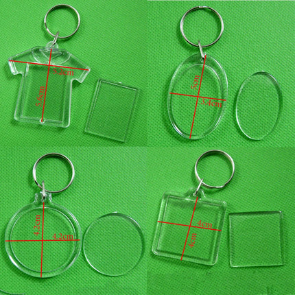 Photo Frame Keychian Acrylic Rectangle Insert Picture Frame Keyring Key Holder DIY Split Ring Gift for Women Ladies Girls