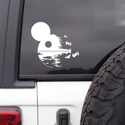 Space Sci-fi Vinyl Car Sticker Mickey Death Star Silhouette Laptop Decals SciFi Fantasy Wall Stickers Boys Room Decor Mural Art
