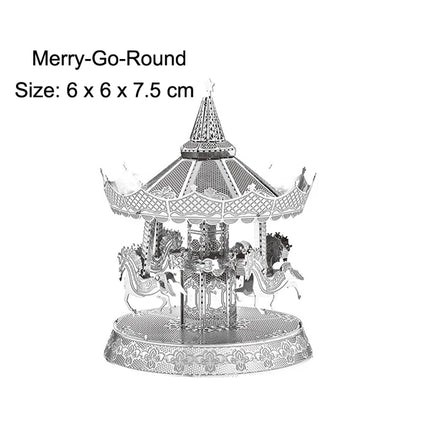3D Metal Puzzle building Maya Pyramid Merry-Go-Round Drilling well model KITS Assemble Jigsaw DIY Puzzle Gift Toys For Children
