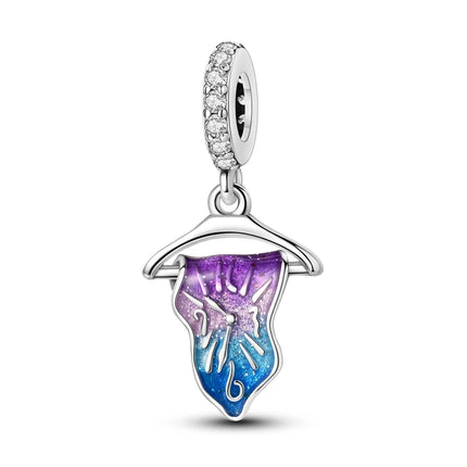 925 Sterling Silver Purple Series Butterfly Aries Gemini Safety Chains Fit Original Bracelet DIY Jewelry Making Gift For Women