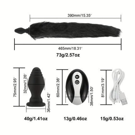 1pcs, Vibrating silicone tail anal plug, Role-playing animal games, Vibrators, Anal extension exercises, butt plug, adult pleasu