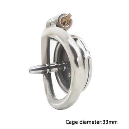 Male Chastity Device Flat Round Hole Metal Chastity Lock,Cock Cage,Urethra Catheter,Penis Ring,Bondage Belt Sex Toys For Men Gay