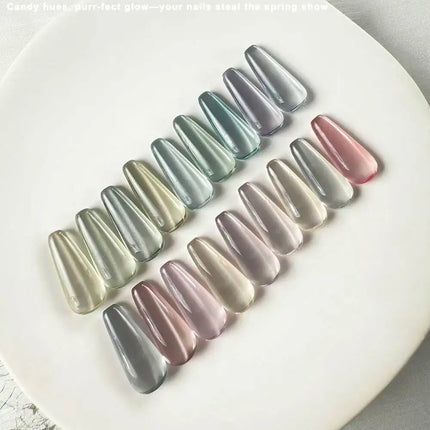 18pcs Glass Bead Cat‘s’ Eye Gel Nail Polish Set With Color Sample Holographic Magnetic Nail Polish Soak Off UV LED Varnish 15ml