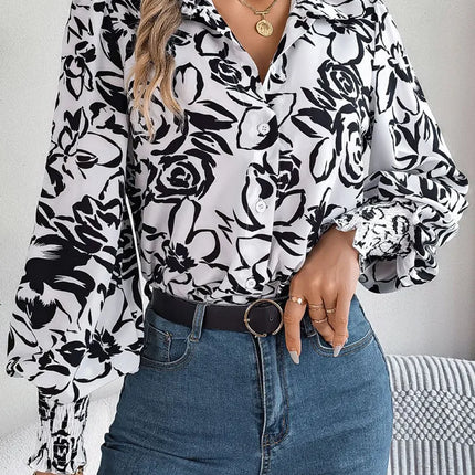 VigoCasey 2025 Female Elegant Single Breasted Shirt Women Casual Long Sleeve Top Spring Autumn Office Lady Print Tops Clothes