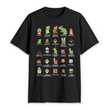 Super Mario pixel style graphic unisex 100%cotton shirt,2026 summer New Men vintage fashion O-neck Japanese Harajuku T-shirt