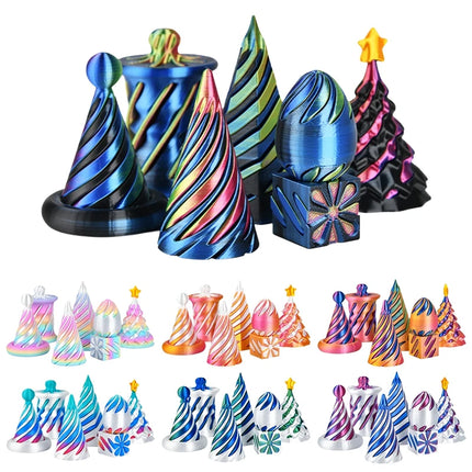 2/3/5/7pc Set 3D Printed Spiral Cone Prelearning 3D Printed Toy Spiral Pyramid Fidget Toy Stress Relief Christmas Gifts Ornament