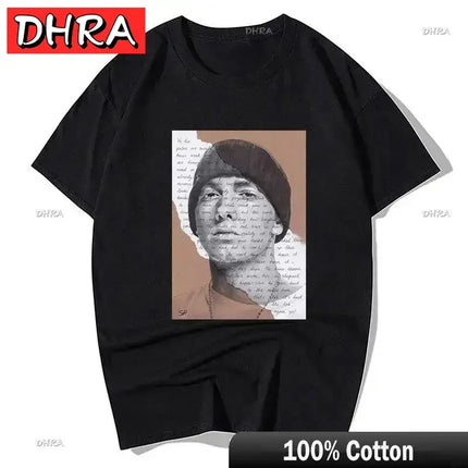 Summer Rapper Eminem Graphic Printed Tshirt Men Retro Cotton Hip-hop Fashion Casual T-shirt Women Cool Music Style Tops Clothing