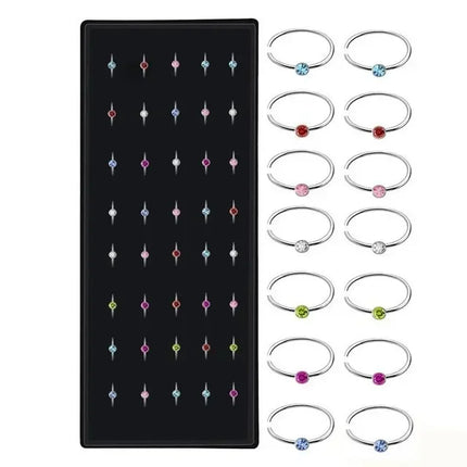 Fashion Crystal Stainless Steel Nose Stud Piercing for Women Hypoallergenic 1.8mm Nose Ring Straight/L/Screw Shaped Body Jewelry