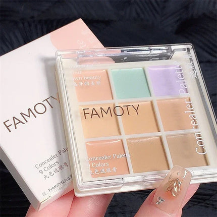 9Color Concealer Palette Full Coverage Concealer Cream Waterproof Covers Acne Mark Dark Circles Brighten Face Base Korean Makeup