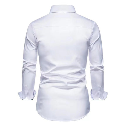 2023 Men's Hot Selling Business Office Long Sleeve Solid Color Spliced Shirt Outdoor Street Leisure High Quality Fabric Polo Top