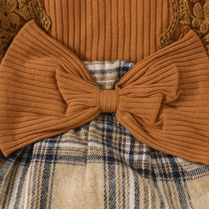 Baby Gilrs Long Sleeve Autumn/Winter Plaid With Bow Honey Jumpsuit For Newborn-18M Vacation Wear +Headband