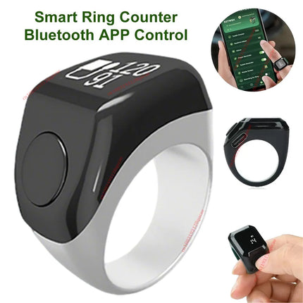 Qibla Smart Tasbih Tally Digital Counter for Muslims Tasbeeh Zikr Ring 5 Prayer Time Vibration Reminder Subhah Masbahah Misbaha