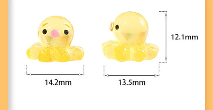10 Pcs Glow-in-the-dark Cute Octopus Resin Desktop Decorations Ornaments Diy Handmade Hairpin Keychain Accessories Toys