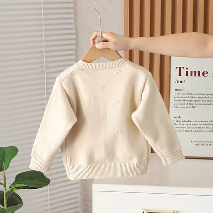 Girls Sweater 2025 New Flowers Cardigan Baby's Fashionable Spring Autumn Knitwear Warm Embroidery Children Knitted Coats IY06091