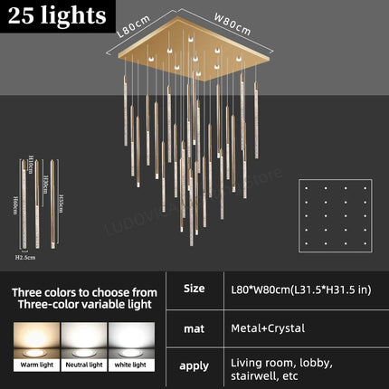 Hotel lobby LED Chandelier Luxury Villa hall Living room Crystal Chandeliers Customable High Ceilings Chandelier