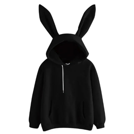 2025 Autumn And Winter New Women's Clothing Harajuku Wei Hooded Rabbit Hoodie Solid Color Loose Casual Women's Top Women's Coat