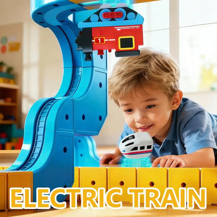 Electric Train Magnetic Train Car Railway Track Accessories Magical Orbital Cube For Kids Educational Train DIY Building Blocks