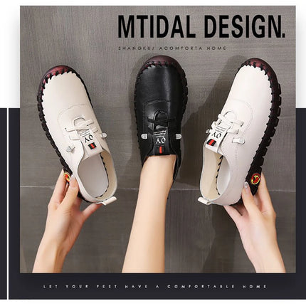 Sneakers Women Shoes Loafers Lace Up Leather Flat New Spring Casual comfortable Mom Shoe Mujer Zapatos Chaussure Femme