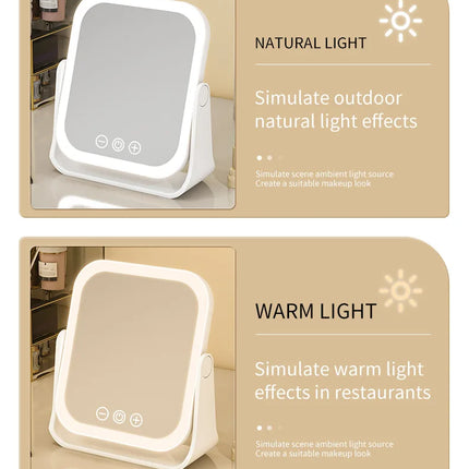 LED Makeup Mirror, Portable Flip Lighted Vanity Mirror with Touch Dimming, 3X Magnifier and Rechargeable Design for Desk