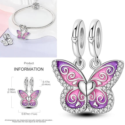925 Sterling Silver Purple Series Butterfly Aries Gemini Safety Chains Fit Original Bracelet DIY Jewelry Making Gift For Women