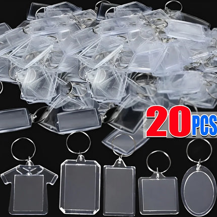 1/20Pcs Blank Acrylic Picture Keychain DIY Clear Insert Photo Split Key Ring Frame Key Chains Couple Anniversary Graduation Gift