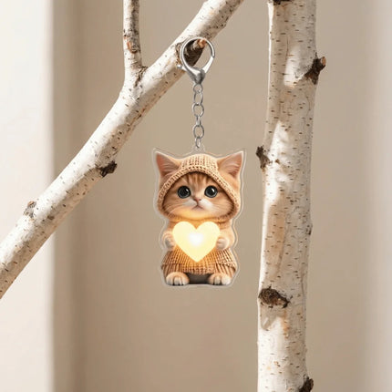 Keyring Mini Cat Acrylic Pendant 2D Cute Cat Keychain Decoration Hedgehog Hanging Ornament Jewelry Gift