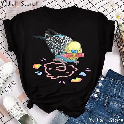 I Just Really Like Cockatiels Ok Graphic Print Tshirt Women Lovely Parrot T Shirt Femme White Short Sleeve Female T-Shirt Tops