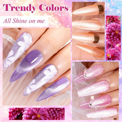 7pcs Shiny Cat Magnetic Gel Nail Polish Set With Magnetic Rod Pink Colorful Semi Permanent Soak Off UV Gel Varnish Nail Supplies