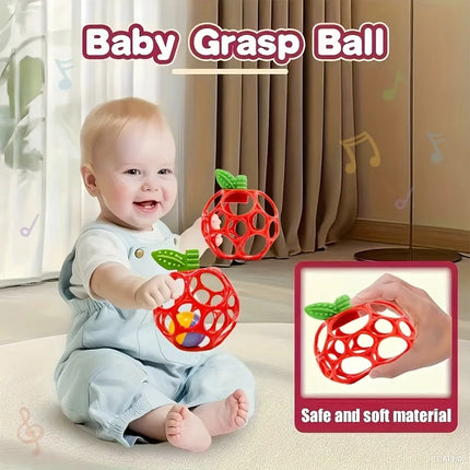 Baby Bell Ringing Toy - Apple-Shaped Handheld Sensory Ball with Bells & Tactile Holes,  Developmental Puzzle Toy for Motor Skill