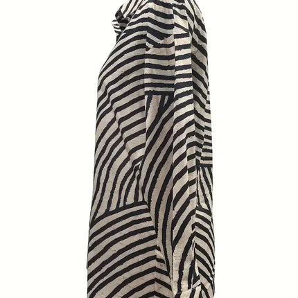 Plus Size 1XL-5XL Women's Fashion Chic Zebra Print Blouse Ladies Casual Long Sleeve Button-Up with Lapel Collar Blouse Shirt
