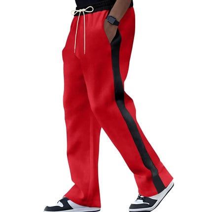 Spring and Autumn of men's casual pants will be a major release: loose color-blocking and sporty straight-leg sweatpants