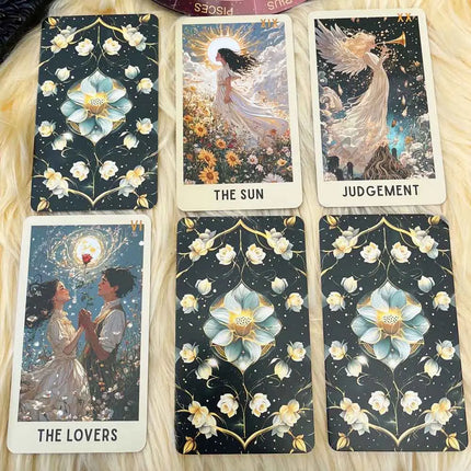 Ethereal Bloom Tarot Cards Deck, 78 Pieces, 13x8 Cm,  Trust Flower Theme, Includes Paper Guide Card Games