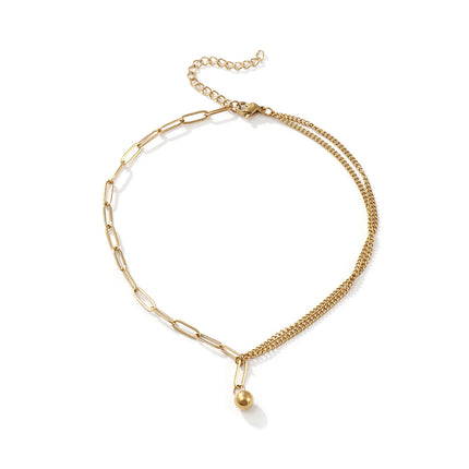 1 Piece Stylish Double Layer Anklet 304 Stainless Steel Paperclip Link Chain With Pendant Anklet Jewelry for Women  26cm long