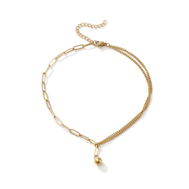 1 Piece Stylish Double Layer Anklet 304 Stainless Steel Paperclip Link Chain With Pendant Anklet Jewelry for Women  26cm long