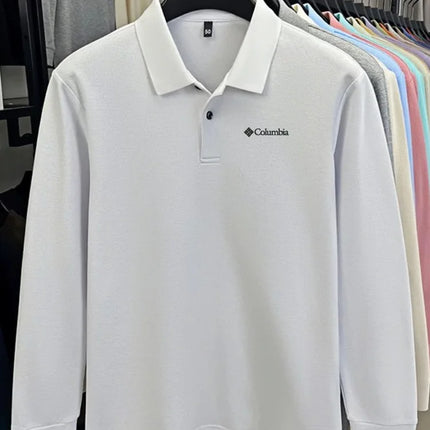 High-end brand Polo shirt, long-sleeved, fashionable, printed, men's top, spring, 100% cotton, skin-friendly, comfortable, casual T-shirt