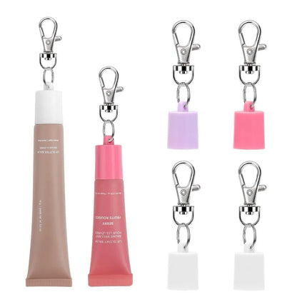 New Silicone Lip Balm Keychain Cap Makeup Tool Accessories Key Ring Lipstick Storage Cap Bag Pendant Lip Gloss Keychain Cap